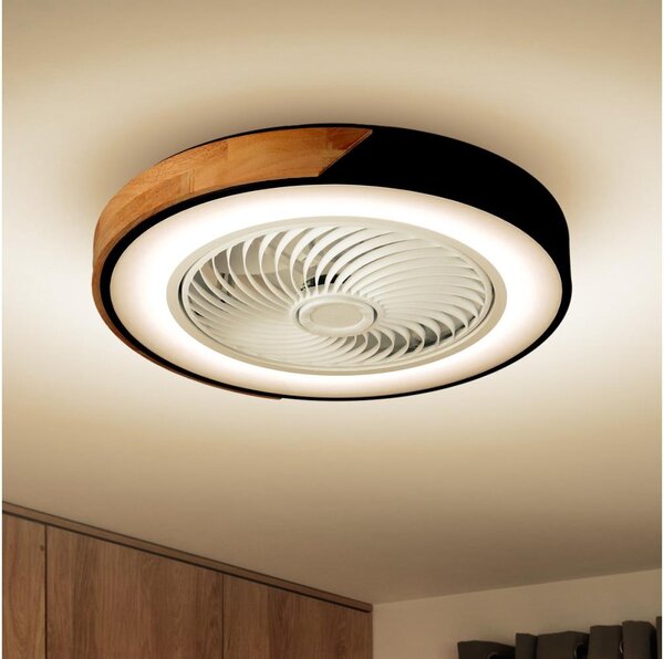 Brilagi-LED Dimmerabile lampada a LED con ventilatore LED/30W/230V 3000-6500K nero/rovere +telecomando