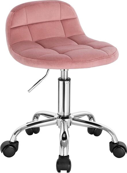 Sgabello da ufficio Rootz - Sedia da scrivania - Sgabello con rotelle - Velluto - Ergonomico - Altezza regolabile - 56,5-68 cm x 38 x 31 cm - Elegante e pratico
