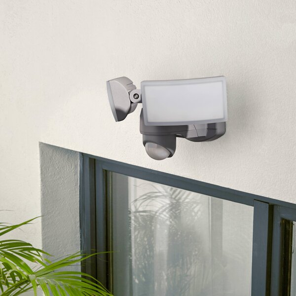 Faro da esterno con sensore di movimento Seffner in alluminio, grigio,  Modulo LED 2x14.6W IP44 INSPIRE