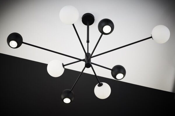 Jupiter 1998 - Lampadario a sospensione con supporto rigido MOKA 4xGU10/10W/230V + 4xG9/10W/230V nero/bianco