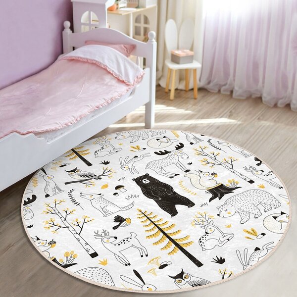 Tappeto per bambini giallo e bianco ø 80 cm Comfort - Mila Home