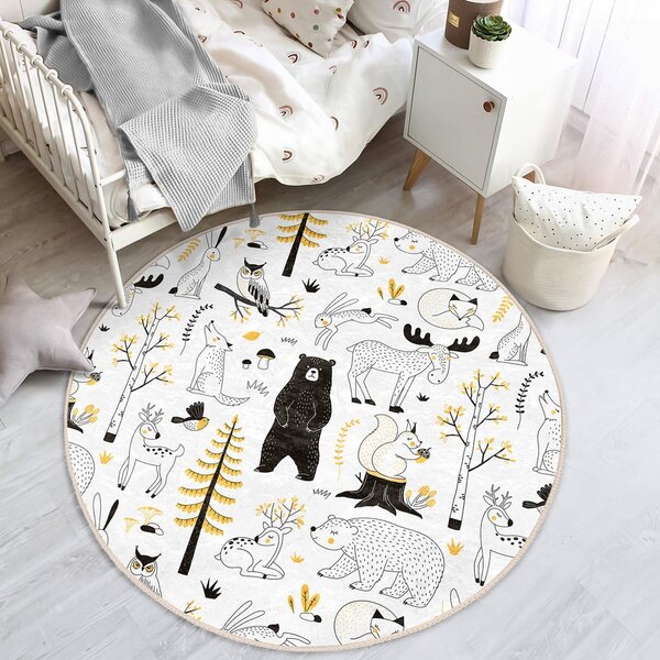 Tappeto per bambini giallo e bianco ø 80 cm Comfort - Mila Home
