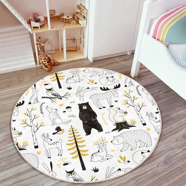 Tappeto per bambini giallo e bianco ø 80 cm Comfort - Mila Home