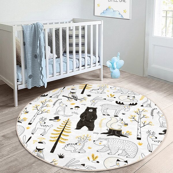 Tappeto per bambini giallo e bianco ø 80 cm Comfort - Mila Home