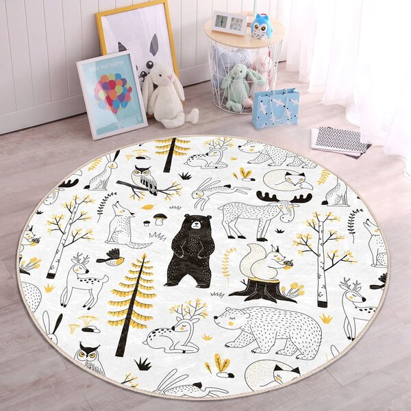 Tappeto per bambini giallo e bianco ø 80 cm Comfort - Mila Home