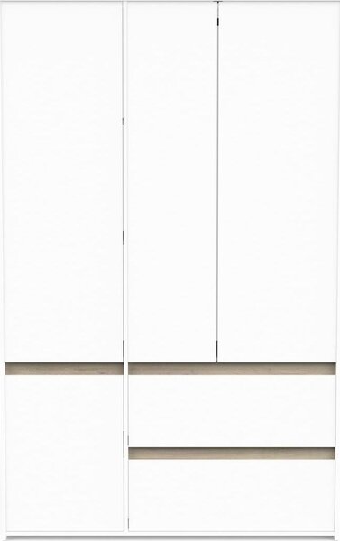 Calicosy - Armadio 4 porte e 2 cassetti decorazione rovere kronberg e bianco opaco H220,5 cm - CLYDE