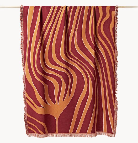 Coperta in cotone reversibile con frange Alia