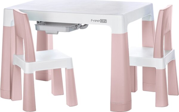 Tavolo in plastica FREEON con sedie Neo, bianco, rosa