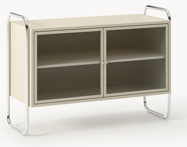 Credenza in metallo con frontale in vetro Robyn