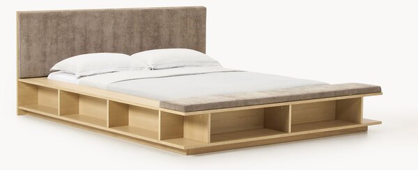 Letto in legno con panca e mensole laterali Clark