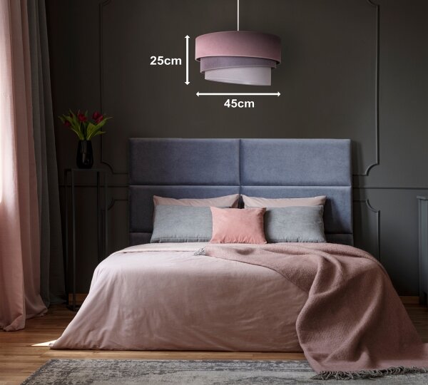 Duolla - Lampadario a sospensione con filo TRIO 1xE27/15W/230V diametro 45 cm rosa/grigio/bianco