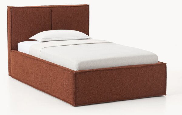 Letto singolo imbottito in bouclé con contenitore Dream