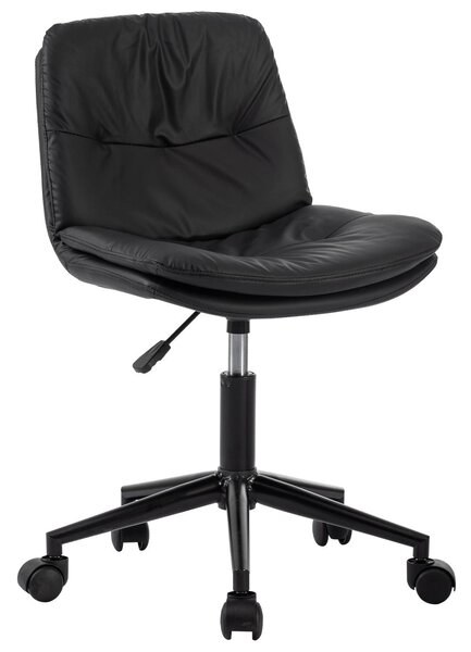 SevenComfort sedia da ufficio senza braccioli girevole a 360° regolabile in altezza con rotelle sedia da trucco per studio, camera da letto sedia da scrivania nera