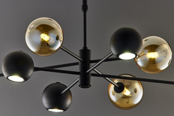 Jupiter 1994 - Lampadario a sospensione con supporto rigido MOKA 4xGU10/10W/230V + 4xG9/10W/230V nero/beige