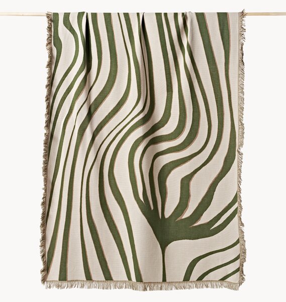 Coperta in cotone reversibile con frange Alia