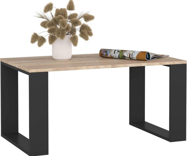Tavolino da caffè Nox in ecopelle con ripiano e gambe nere 92 cm