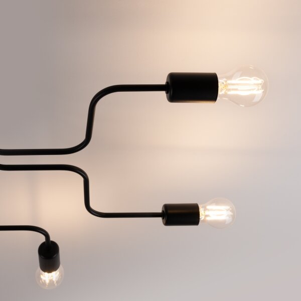 Sollux SL.1447 - Lampadario a plafone VECTOR 6xE27/15W/230V nero