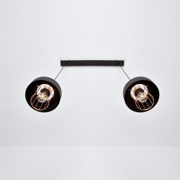 Lampadario LED a sospensione con filo VOLTA 2xE27/15W/230V nero/oro