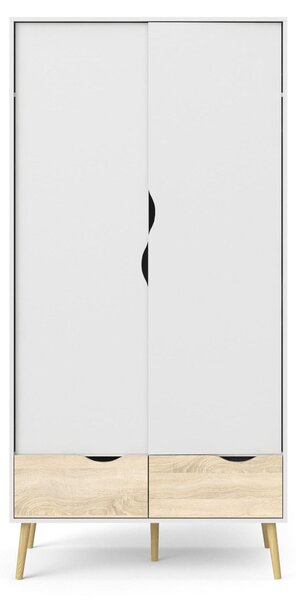 Calicosy - Armadio 2 ante, 2 cassetti bianco e rovere decorativo L98,7 cm - BILLUND