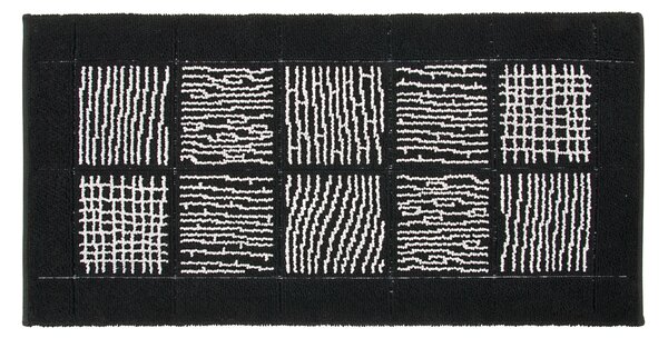 Tappeto bagno rettangolare Savana in cotone nero 110 x 55 cm