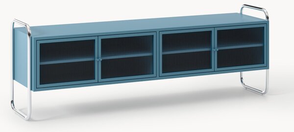 Credenza bassa in metallo con frontale in vetro Robyn