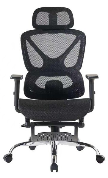 SevenComfort Sedia da ufficio ergonomica con poggiapiedi Braccioli 3D e poggiatesta Schienale regolabile Rivestimento in rete traspirante Nero