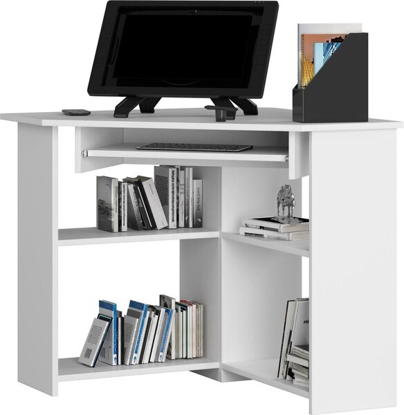 Scrivania Angolare TED PK in Laminato Bianco 80x80 cm Design Elegante e Funzionale