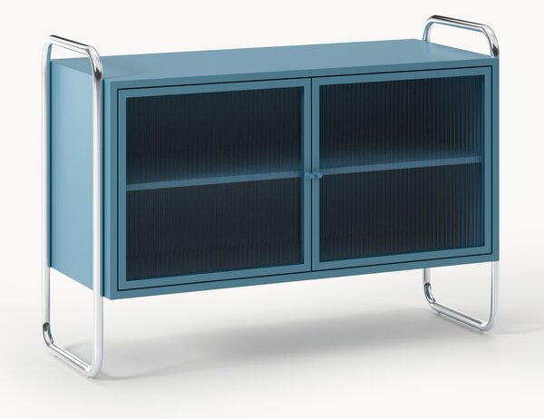 Credenza in metallo con frontale in vetro Robyn
