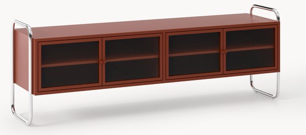 Credenza bassa in metallo con frontale in vetro Robyn
