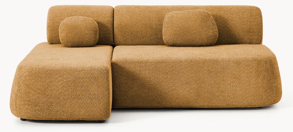 Divano letto angolare in teddy-bouclé con contenitore Pao