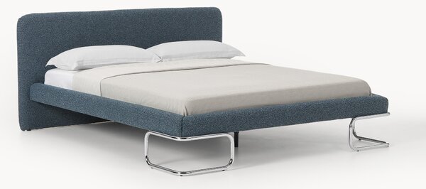 Letto imbottito in bouclé con gambe in metallo Olina