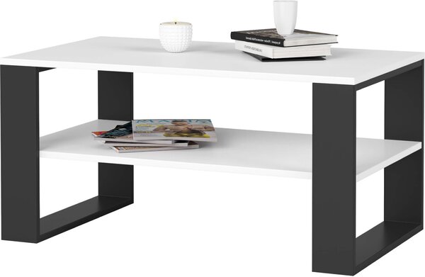 Akord Tavolino Da Salotto Alex Bianco/Nero 92X53X45 Cm