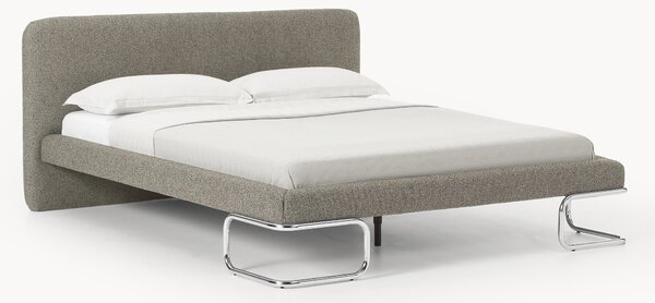 Letto imbottito in bouclé con gambe in metallo Olina