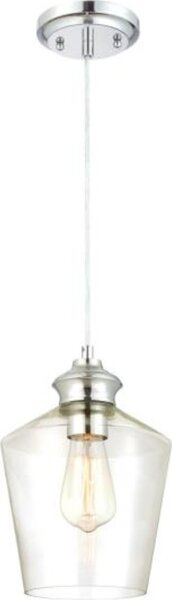 Pendente a luce singola Ramsey cromo / vetro trasparente