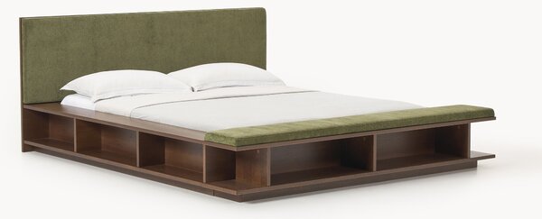 Letto in legno con panca e mensole laterali Clark