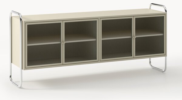 Credenza in metallo con frontale in vetro Robyn