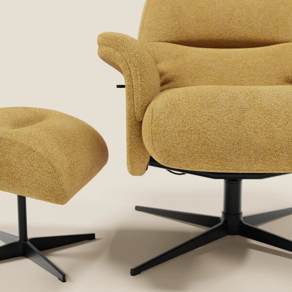 Lunor Poltrona relax reclinabile con pouf poggia-piedi in tessuto bouc