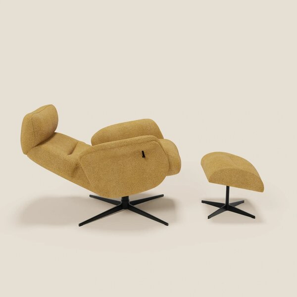 Lunor Poltrona relax reclinabile con pouf poggia-piedi in tessuto bouc