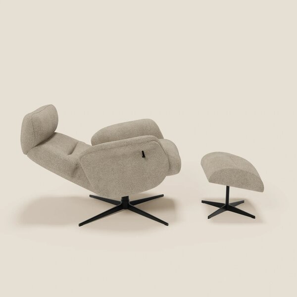 Lunor Poltrona relax reclinabile con pouf poggia-piedi in tessuto bouc