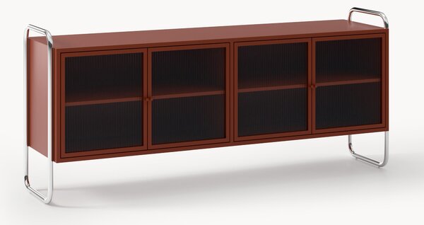 Credenza in metallo con frontale in vetro Robyn