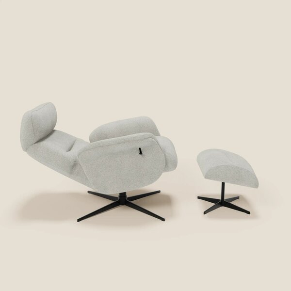 Lunor Poltrona relax reclinabile con pouf poggia-piedi in tessuto bouc