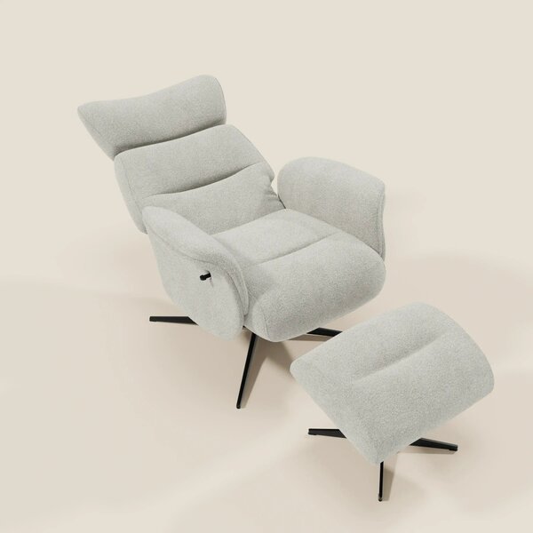 Lunor Poltrona relax reclinabile con pouf poggia-piedi in tessuto bouc