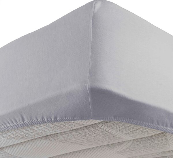 Lenzuolo elasticizzato in jersey grigio chiaro 90x190 cm Jersy - douceur d'intérieur
