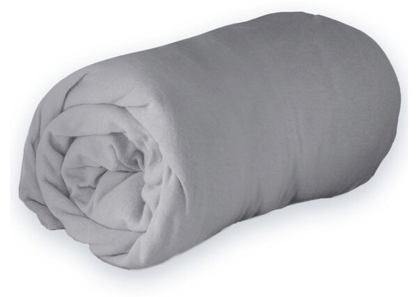 Lenzuolo elasticizzato in jersey grigio chiaro 90x190 cm Jersy - douceur d'intérieur