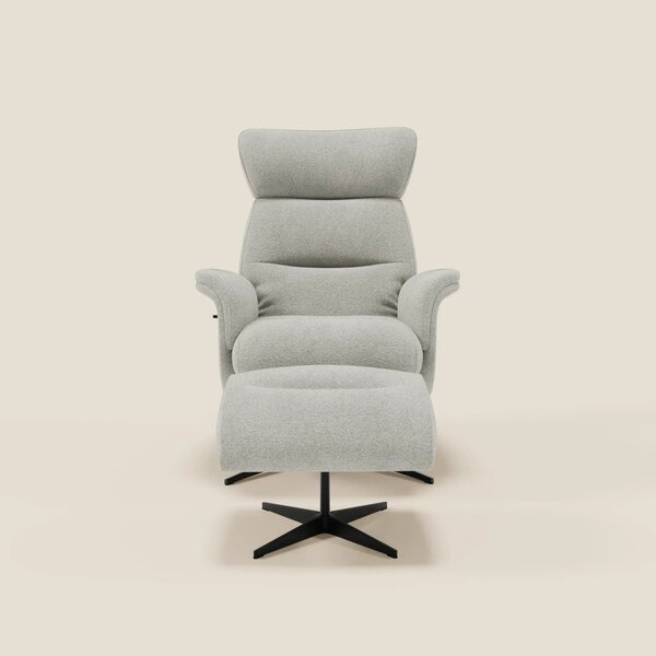 Lunor Poltrona relax reclinabile con pouf poggia-piedi in tessuto bouc