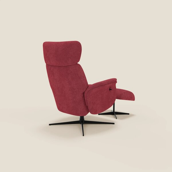 Lunor Poltrona relax reclinabile con pouf poggia-piedi in tessuto bouc