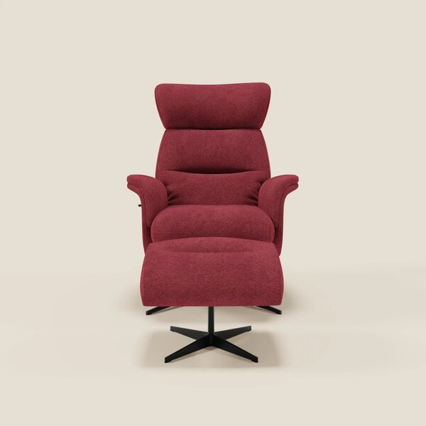 Lunor Poltrona relax reclinabile con pouf poggia-piedi in tessuto bouc