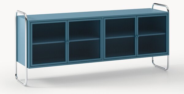 Credenza in metallo con frontale in vetro Robyn