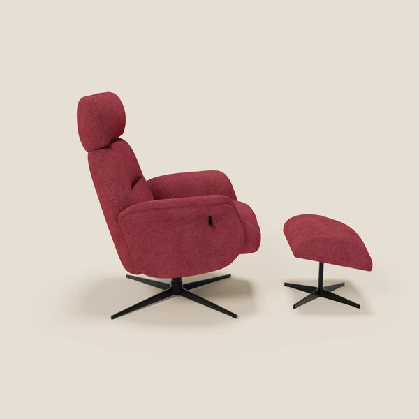 Lunor Poltrona relax reclinabile con pouf poggia-piedi in tessuto bouc
