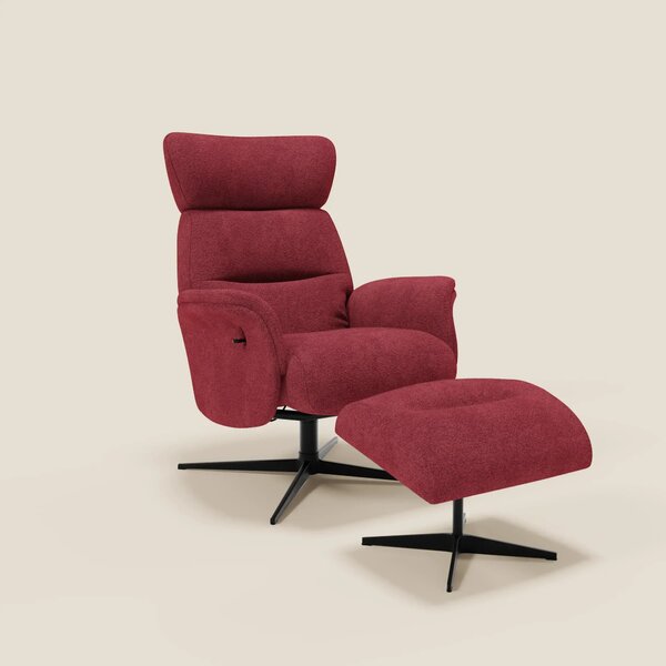 Lunor Poltrona relax reclinabile con pouf poggia-piedi in tessuto bouc